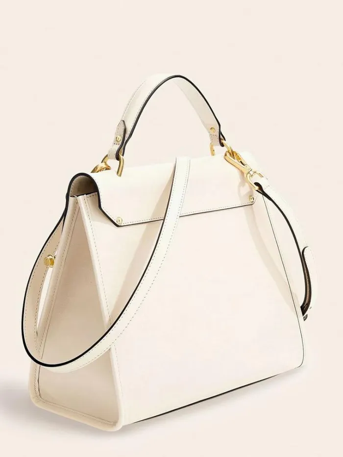 Women Alia Real Leather Handbag White Guess Handbags