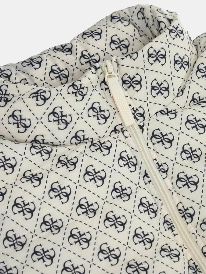 Women All Over 4g Logo Puffer White Multi Guess Activewear