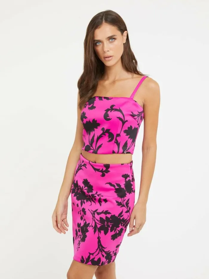 Women All Over Floral Print Top Floral Pink Guess Tops And Shirts