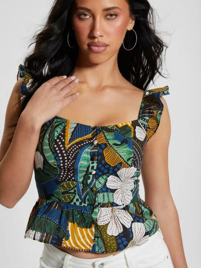 Women All Over Floral Print Top Multicolor Pattern Guess Tops And Shirts
