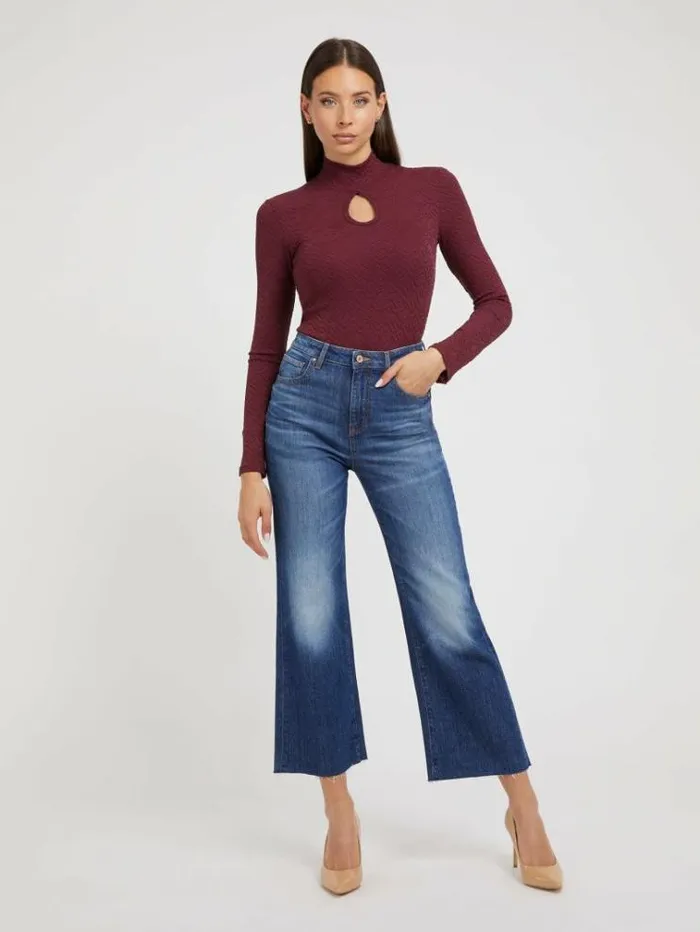 Women All Over Logo Top Burgundy Guess Tops And Shirts