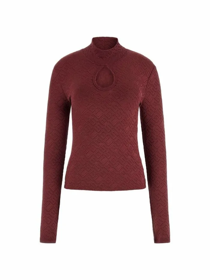 Women All Over Logo Top Burgundy Guess Tops And Shirts