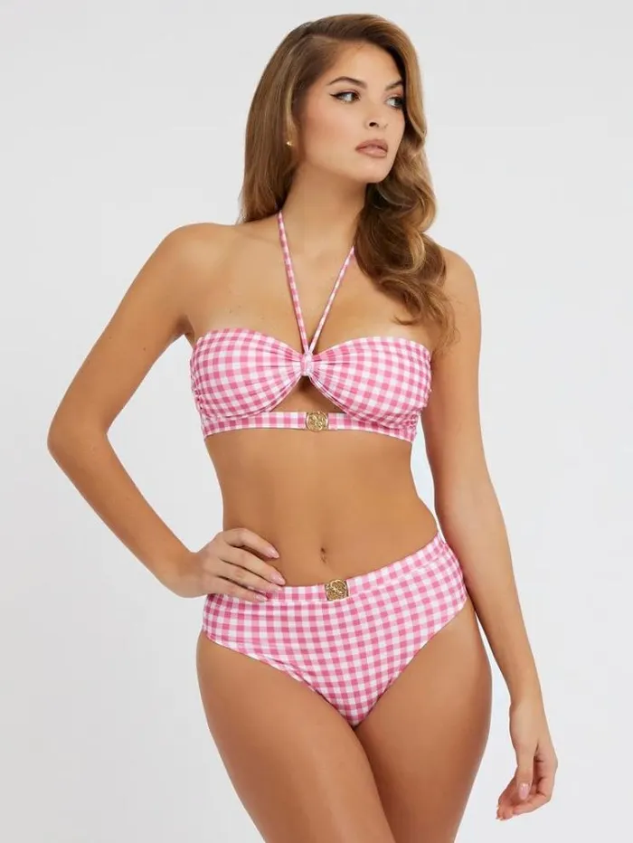 Women All Over Print Bandeau Bikini Bra Multi Pink Guess Beachwear