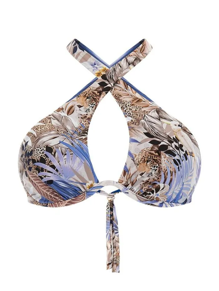 Women All Over Print Bra Floral Light Blue Guess Beachwear