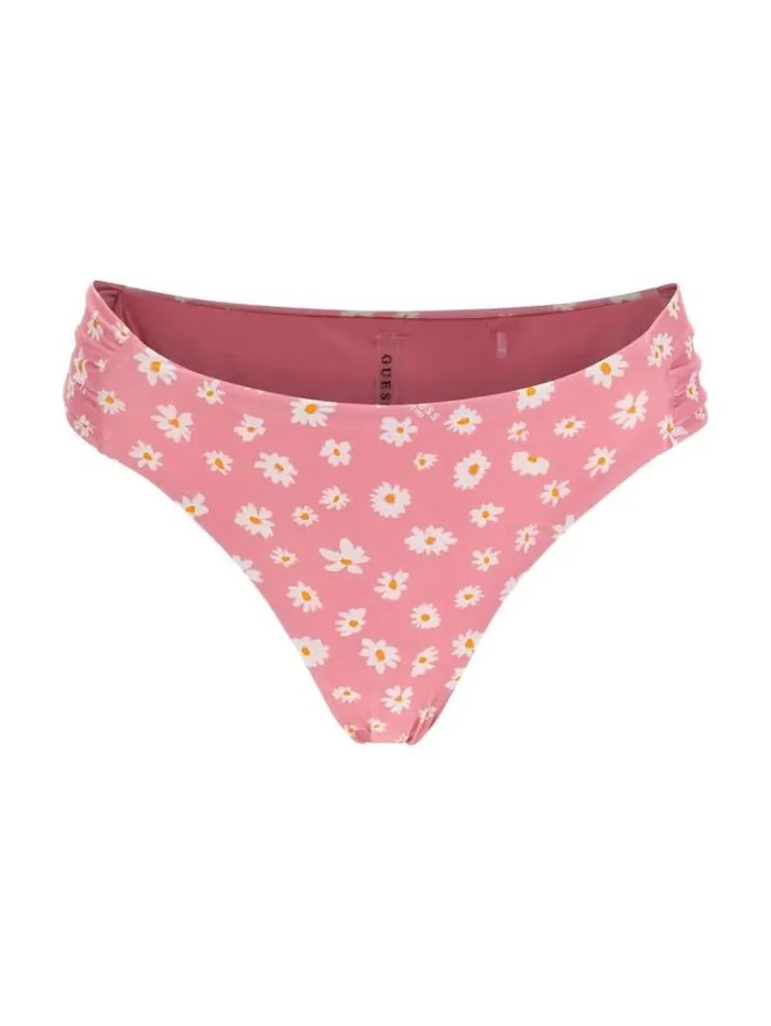 Women All Over Print Brief Bikini Bottom Floral Pink Guess Beachwear