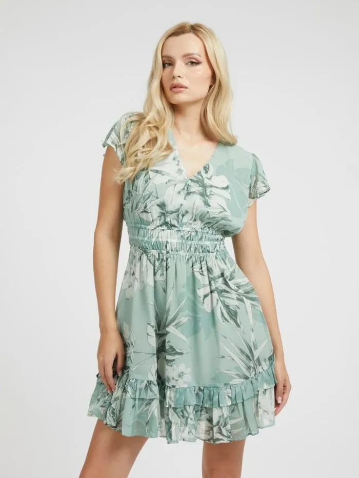 Women All Over Print Dress Floral Light Blue Guess Dresses And Jumpsuits