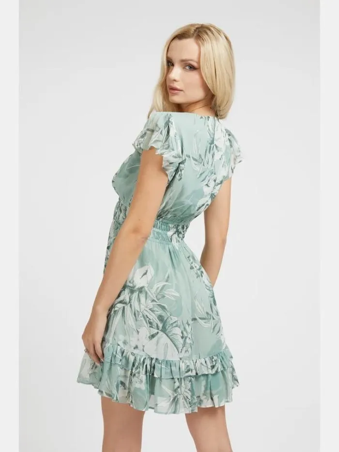 Women All Over Print Dress Floral Light Blue Guess Dresses And Jumpsuits