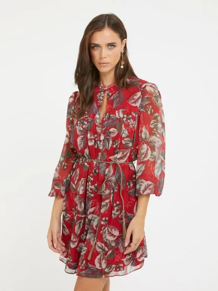 Women All Over Print Dress Floral Red Guess Dresses And Jumpsuits