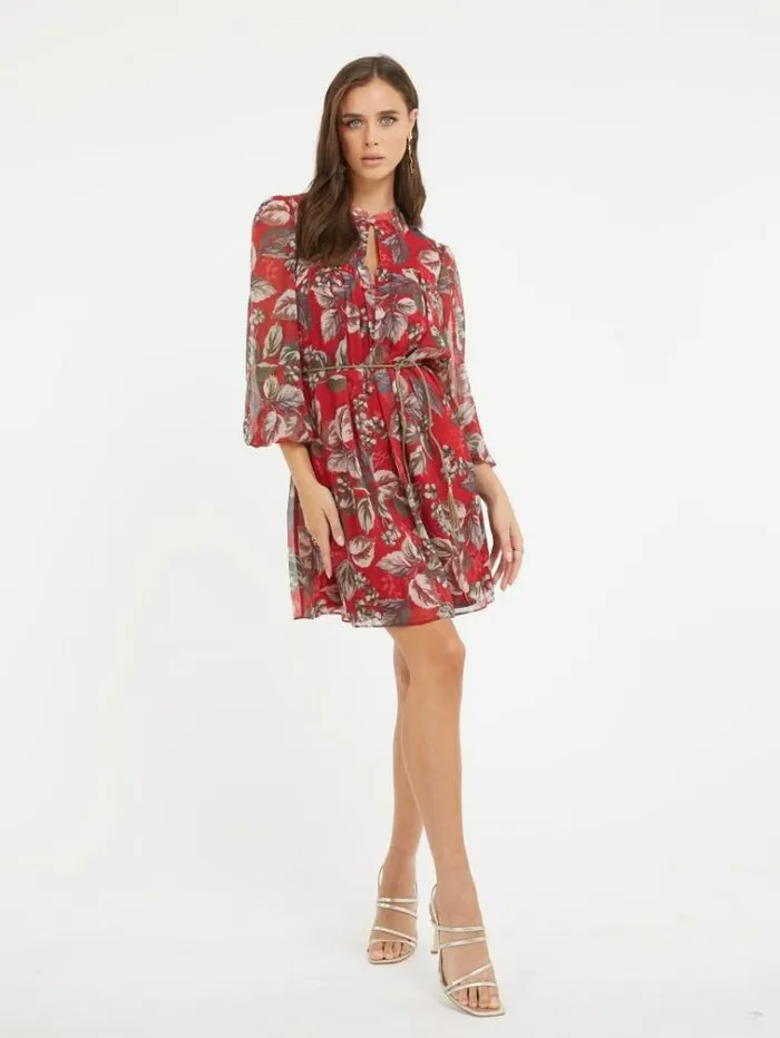 Women All Over Print Dress Floral Red Guess Dresses And Jumpsuits