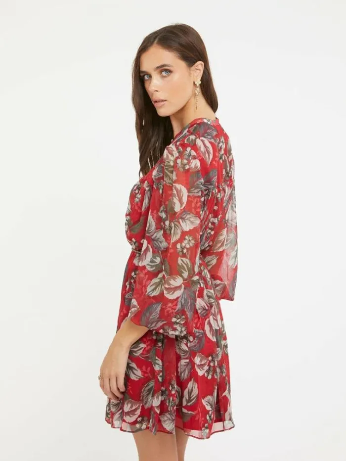 Women All Over Print Dress Floral Red Guess Dresses And Jumpsuits