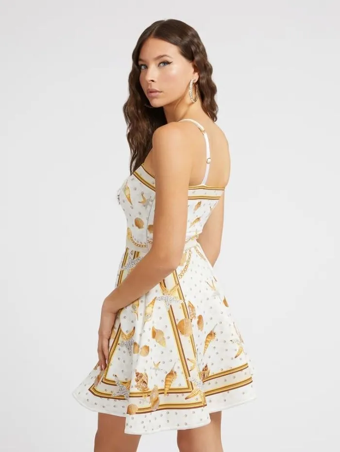 Women All Over Print Dress White Multi Guess Dresses And Jumpsuits