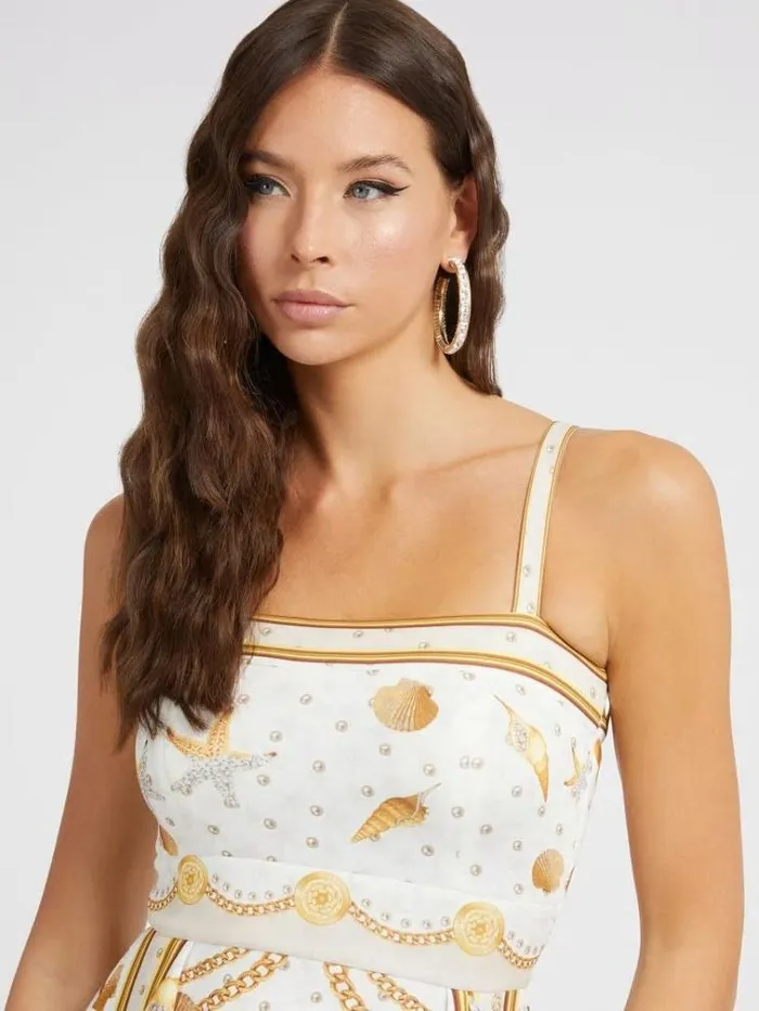 Women All Over Print Dress White Multi Guess Dresses And Jumpsuits