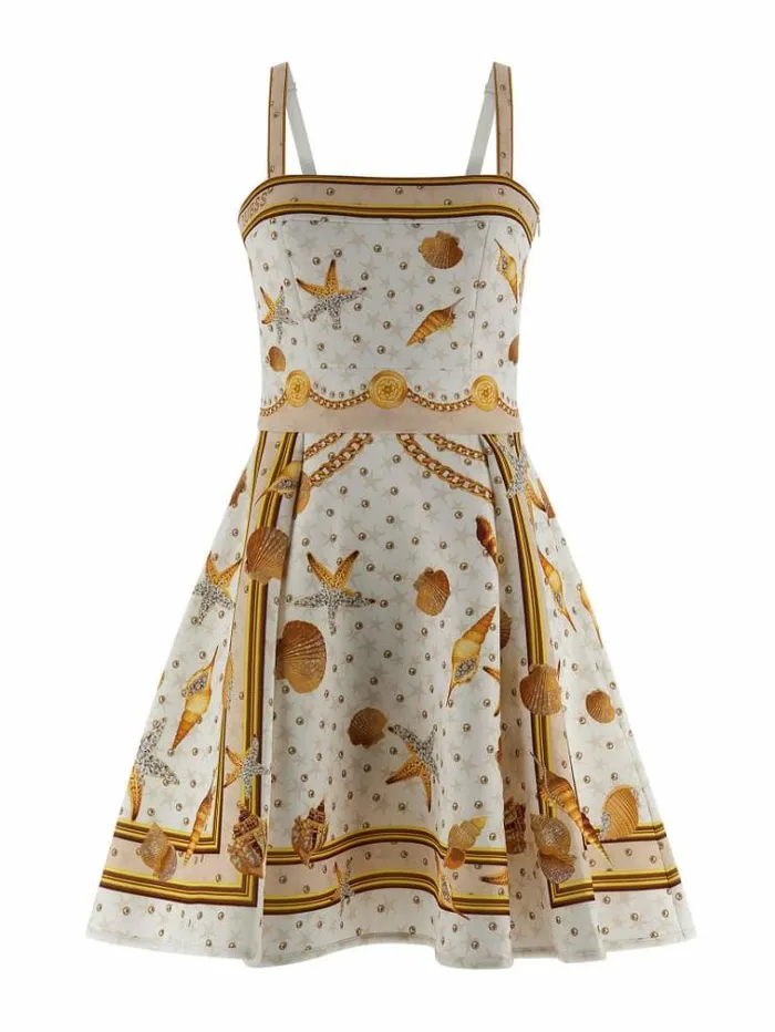 Women All Over Print Dress White Multi Guess Dresses And Jumpsuits