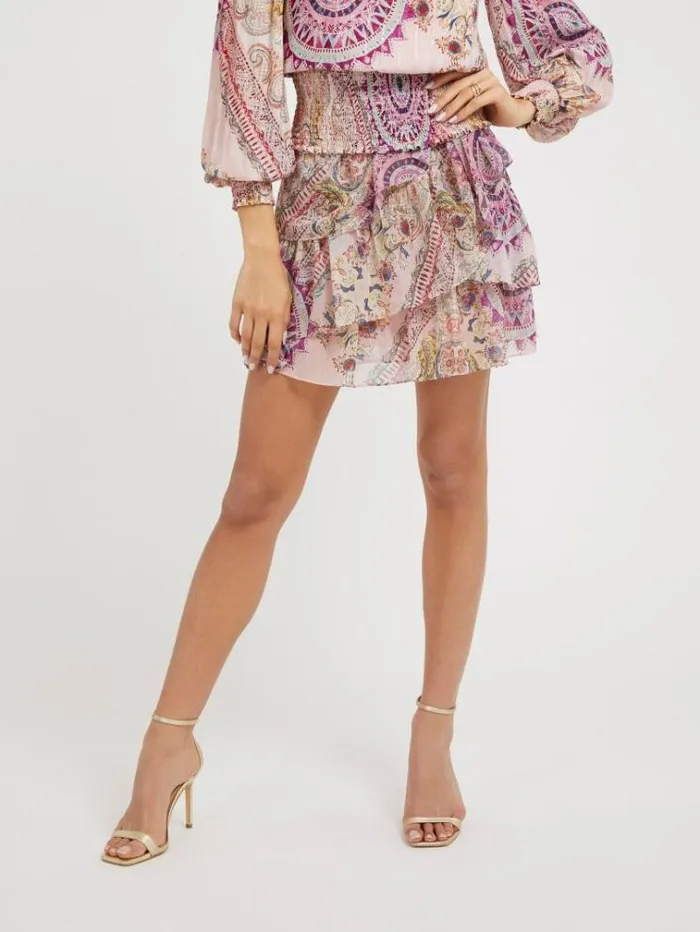 Women All Over Print Mini Skirt Multicolor Pattern Guess Skirts And Shorts