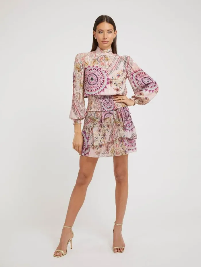 Women All Over Print Mini Skirt Multicolor Pattern Guess Skirts And Shorts