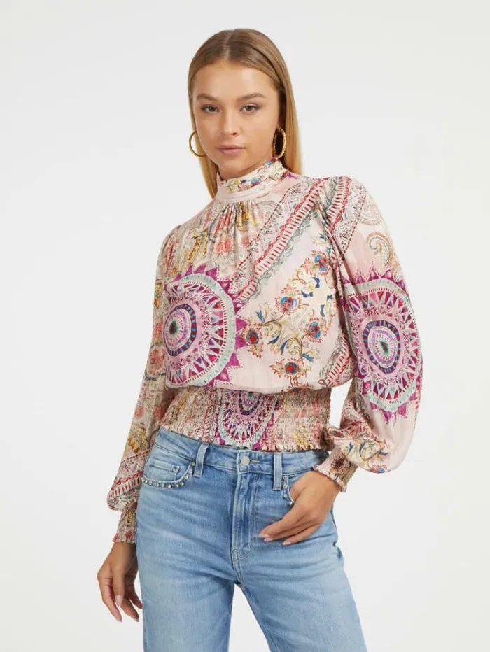 Women All Over Print Top Multicolor Pattern Guess Tops And Shirts