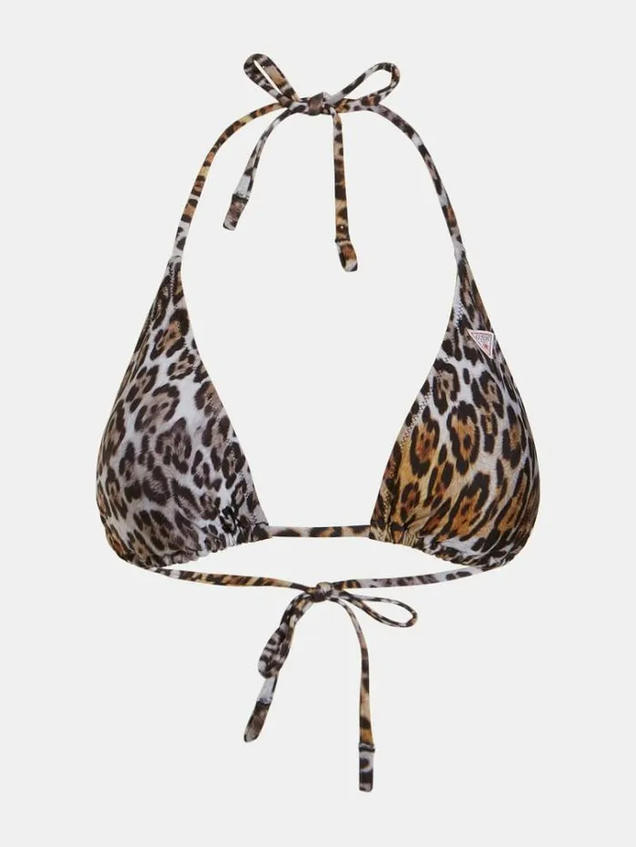 Women All Over Print Triangle Bikini Animalier Brown Guess Beachwear