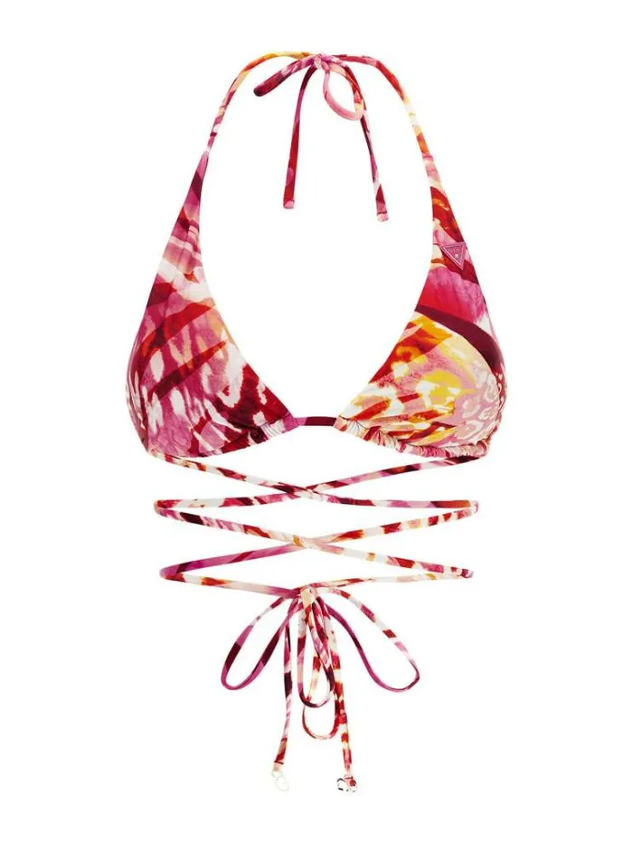 Women All Over Print Triangle Bikini Bra Floral Pink Guess Beachwear