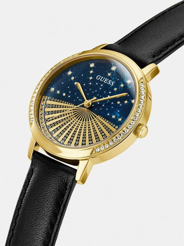 Women Analogue Crystal Watch Gold Guess Watches