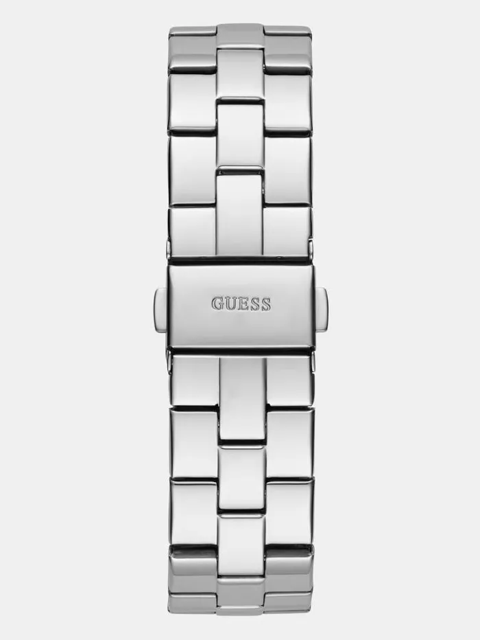 Women Analogue Watch With Date Function Silver Guess Watches