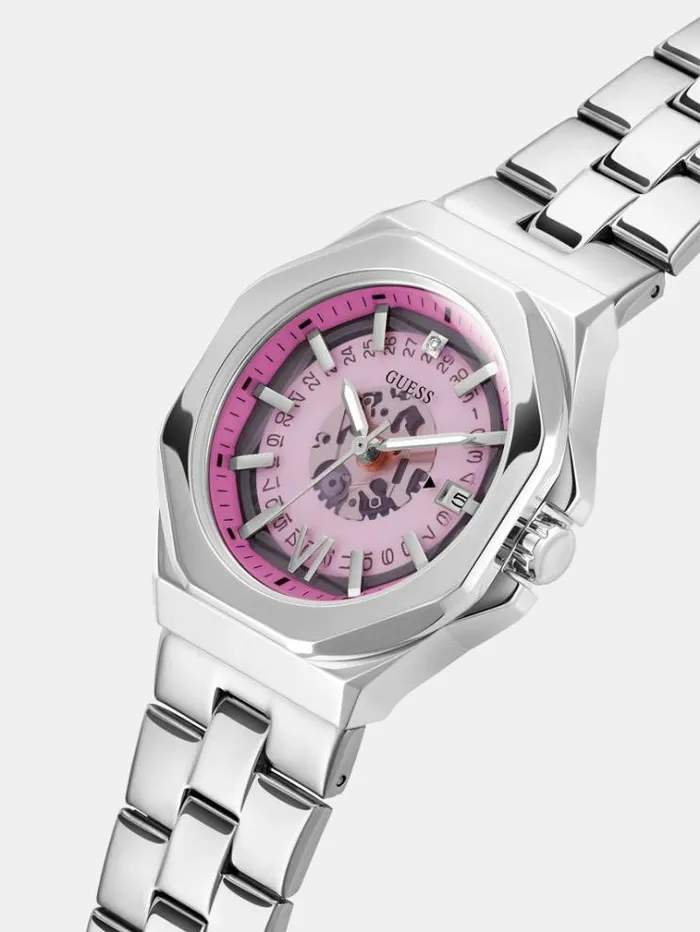 Women Analogue Watch With Date Function Silver Guess Watches