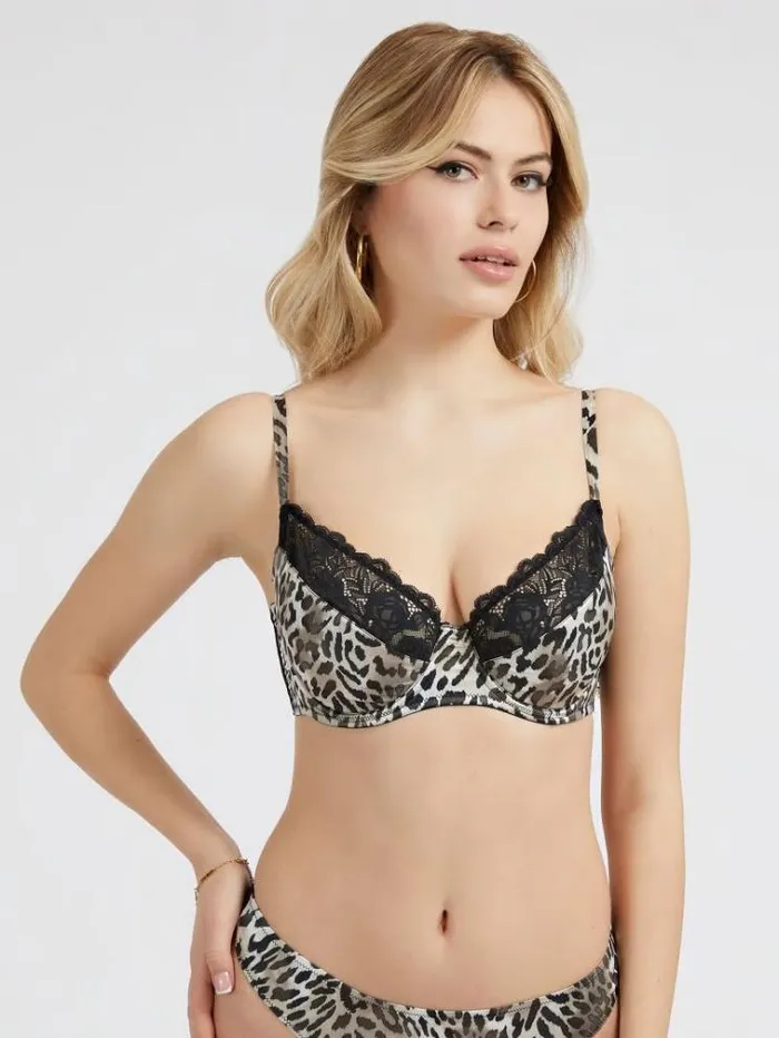 Women Animalier Balconette Bra Animalier Black Guess Underwear