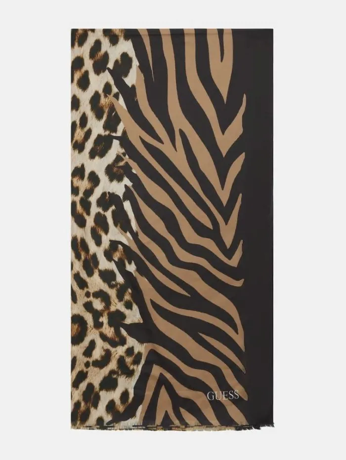 Women Animalier Scarf Animalier Brown Guess Scarves And Foulards