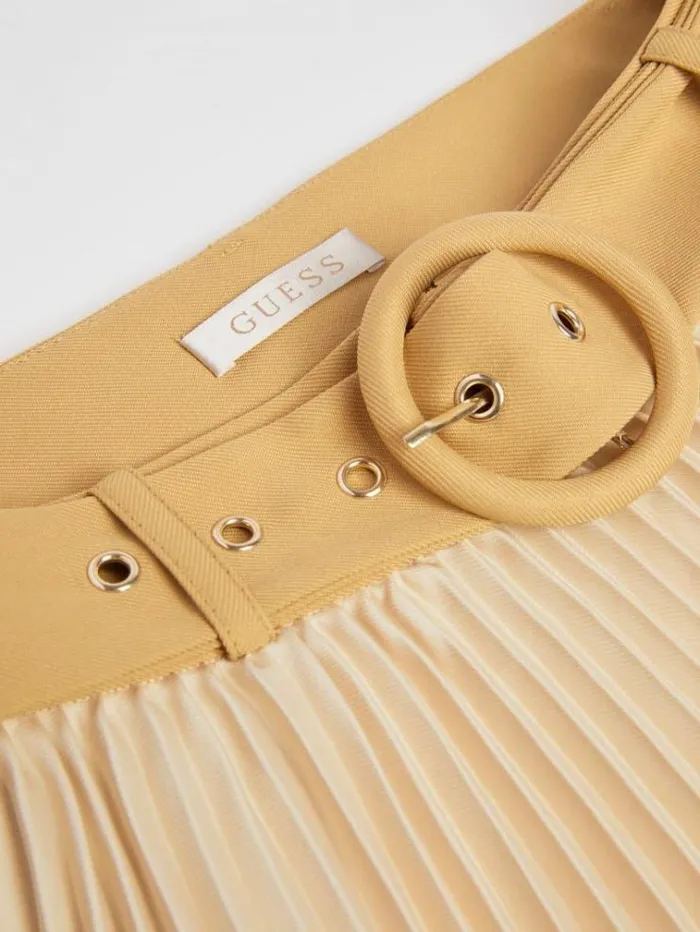 Women Asymmetrical Pleated Skirt Cream Guess Skirts And Shorts