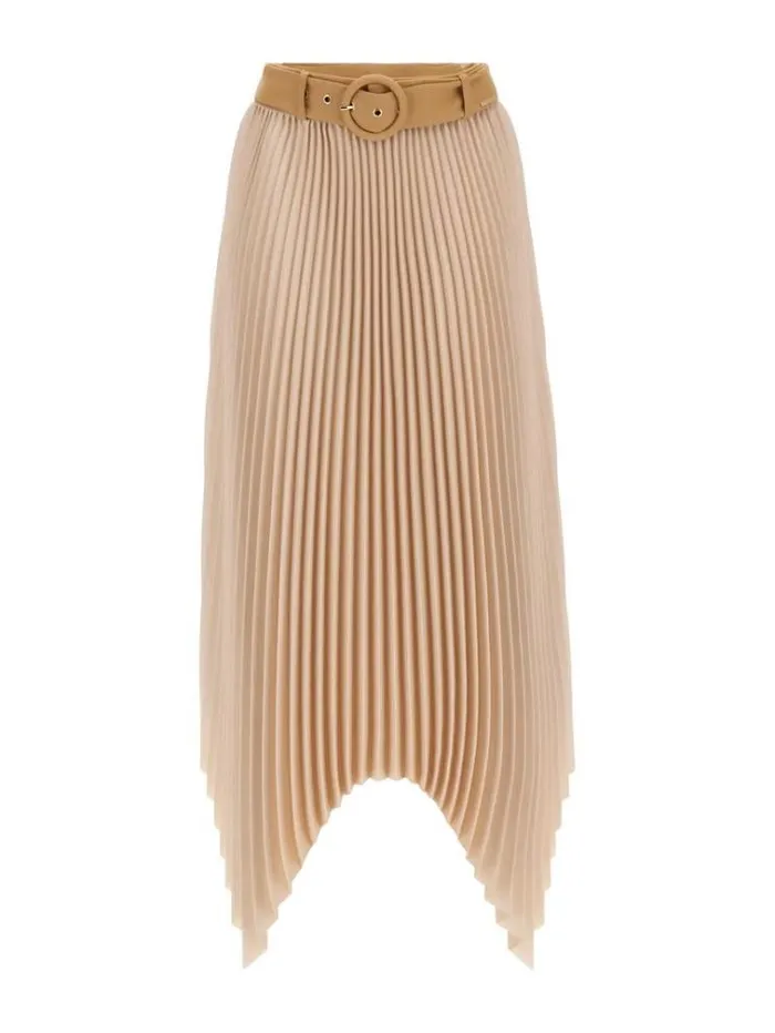 Women Asymmetrical Pleated Skirt Cream Guess Skirts And Shorts