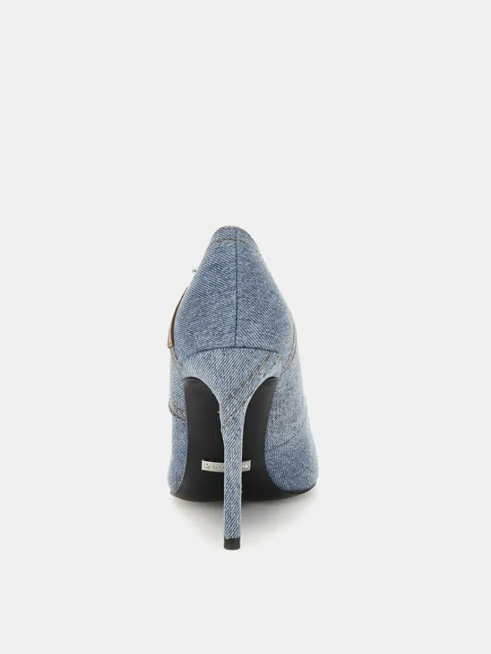 Women Avel Denim Court Shoes Blue Guess Heels