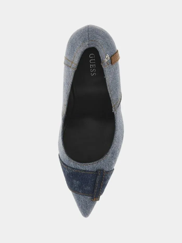Women Avel Denim Court Shoes Blue Guess Heels