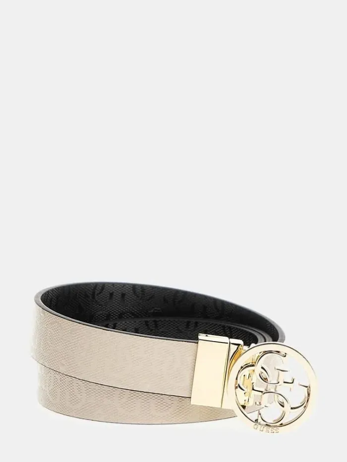 Women Aveta Patent 4g Logo Belt Cream Guess Belts