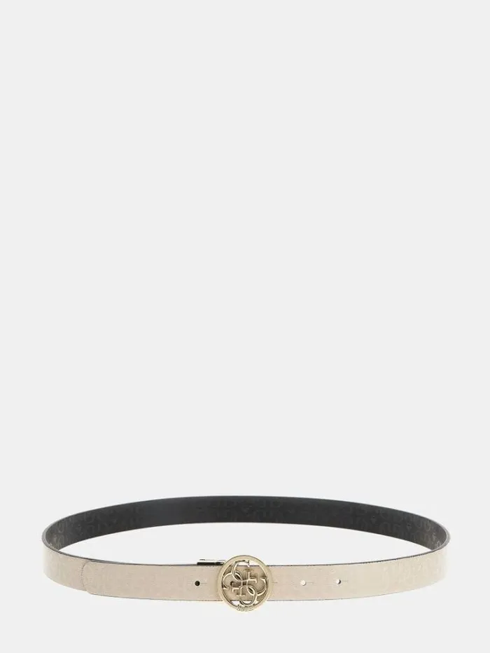 Women Aveta Patent 4g Logo Belt Cream Guess Belts
