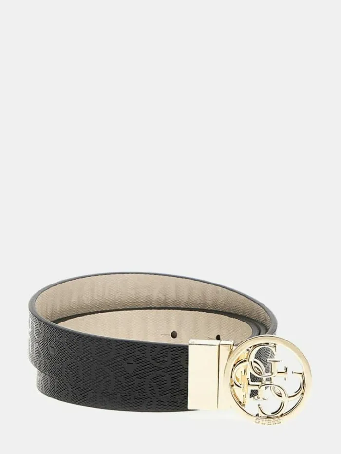 Women Aveta Patent 4g Logo Belt Cream Guess Belts