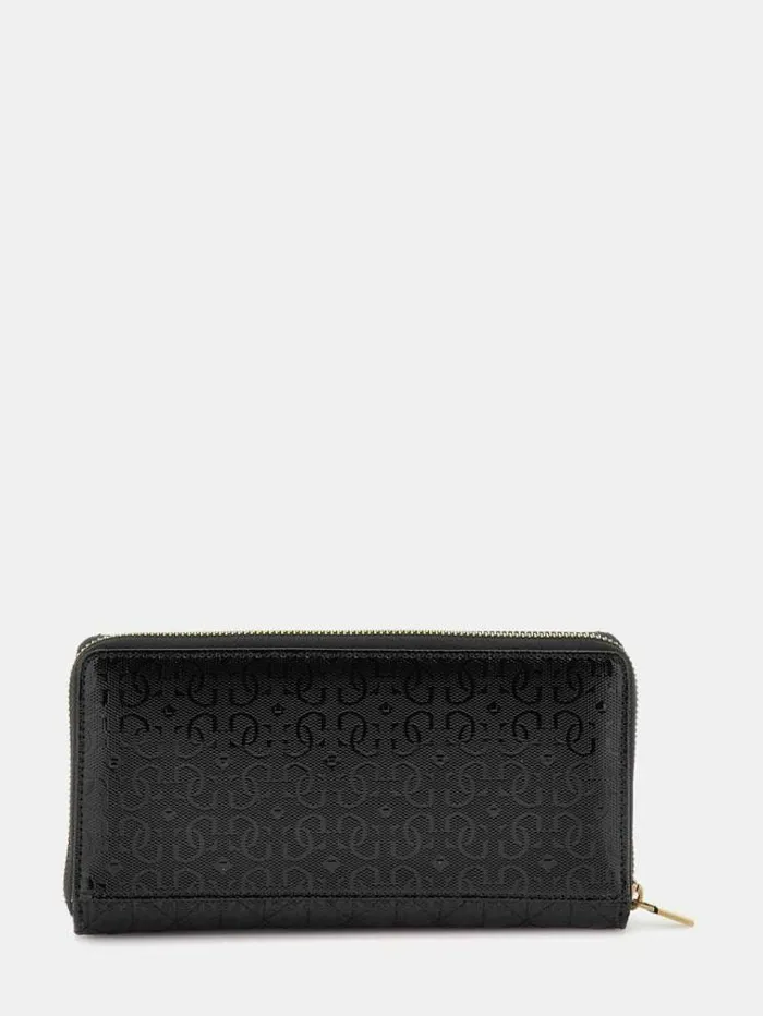 Women Aveta Patent 4g Logo Wallet Black Guess Wallets