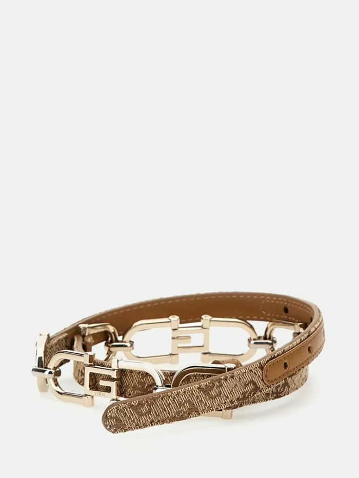 Women Aviana 4g Logo Belt Beige Guess Belts
