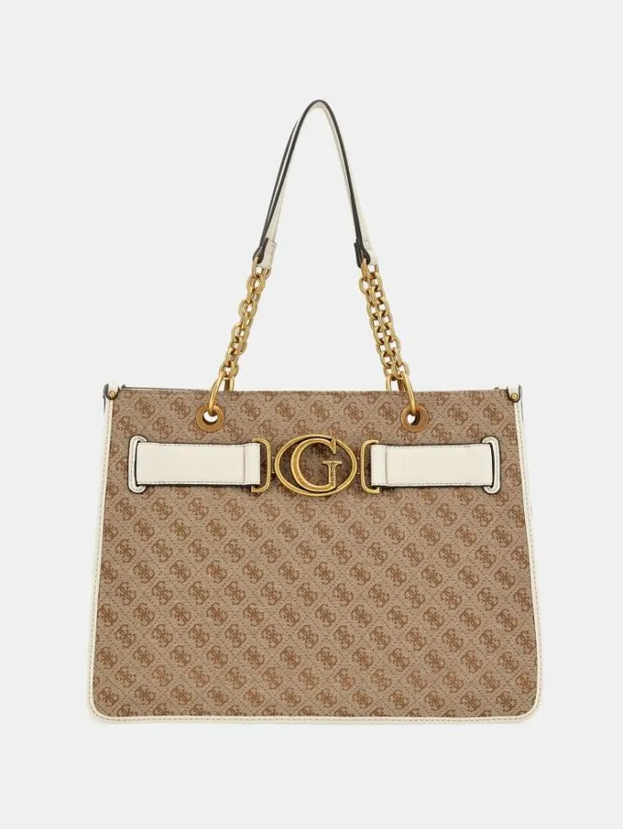 Women Aviana 4g Logo Shopper White Multi Guess Shoppers