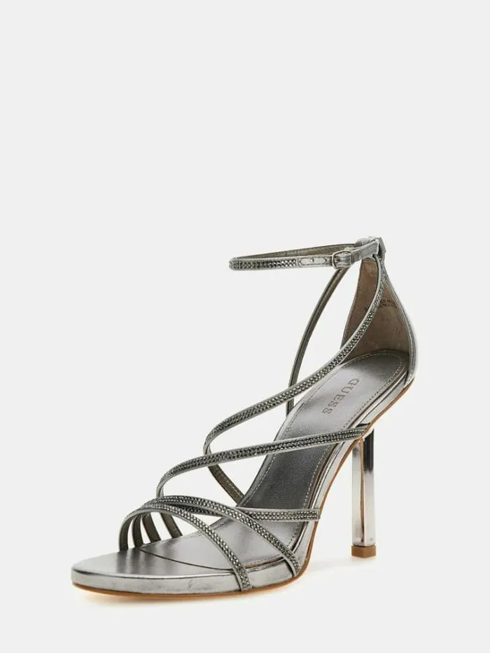 Women Axen Satin Sandals Silver Guess Sandals
