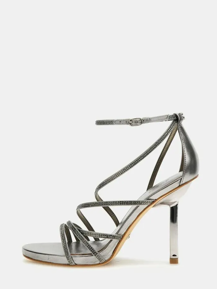 Women Axen Satin Sandals Silver Guess Sandals