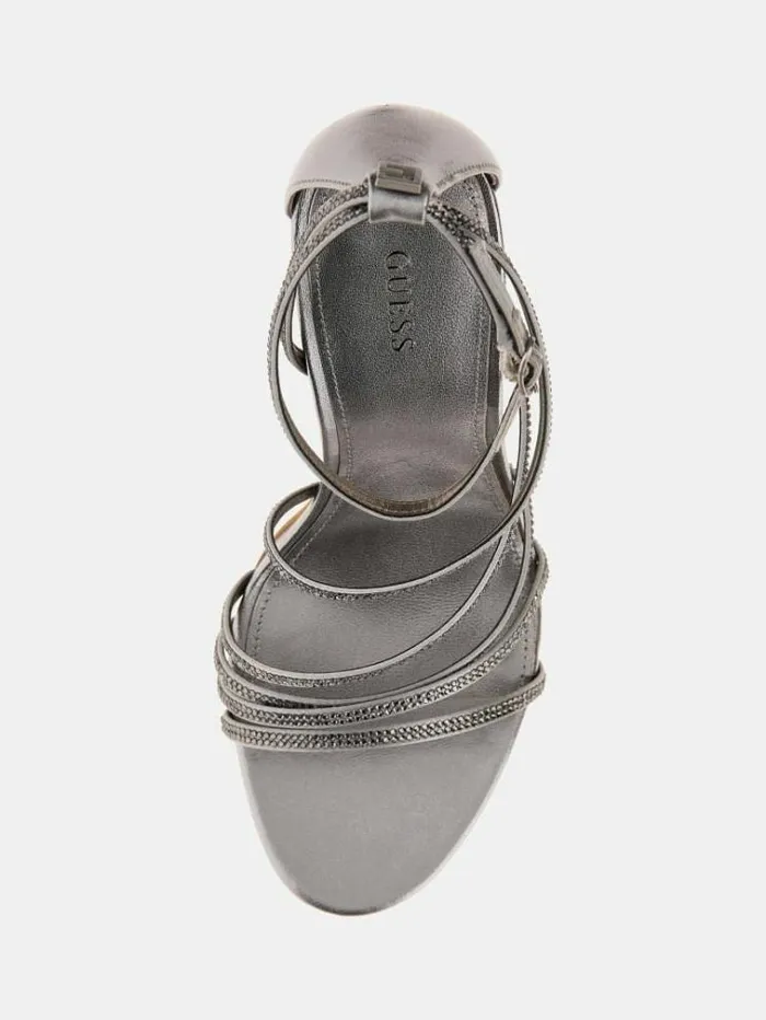 Women Axen Satin Sandals Silver Guess Sandals