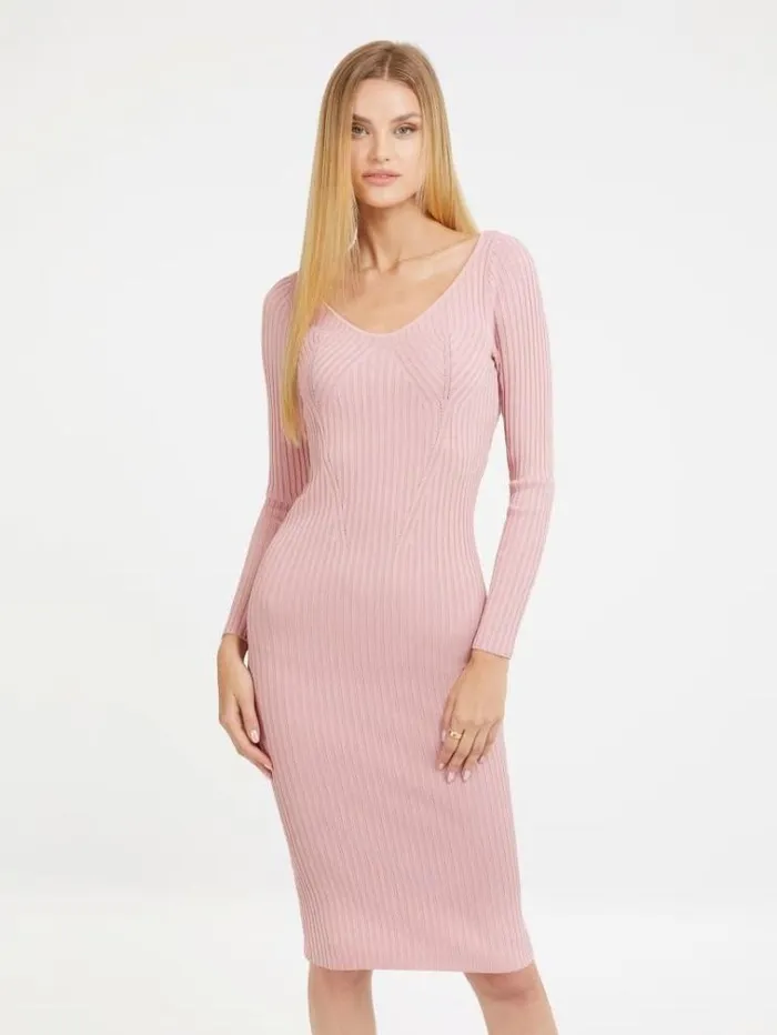 Women Back Cutout Sweater Dress Pink Guess Dresses And Jumpsuits