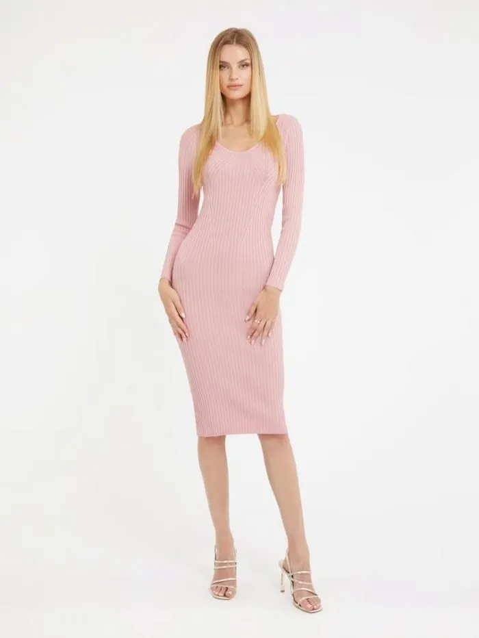Women Back Cutout Sweater Dress Pink Guess Dresses And Jumpsuits