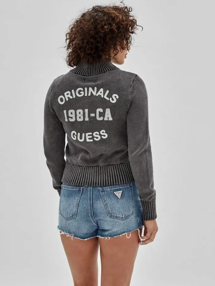 Women Back Embroidery Sweater Black Guess Knitwear And Sweatshirts