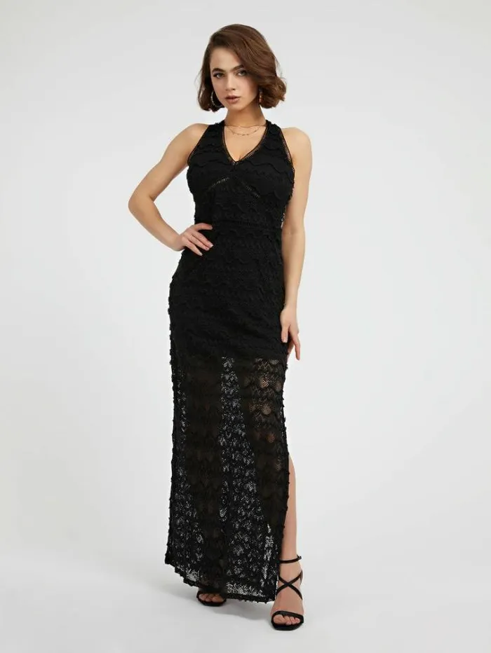 Women Back Neckline Dress Black Guess Dresses And Jumpsuits