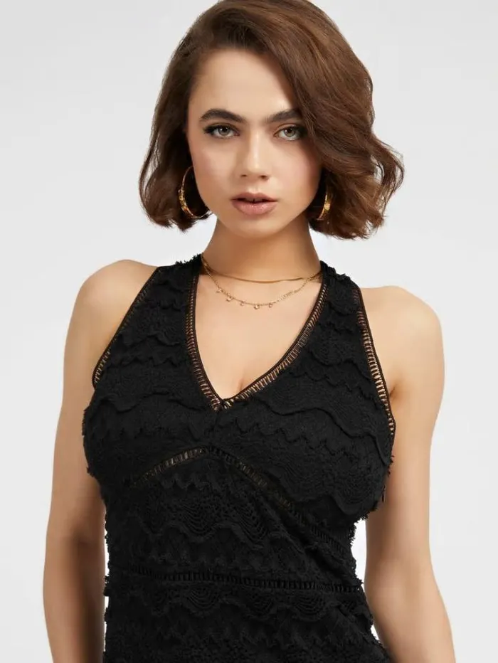 Women Back Neckline Dress Black Guess Dresses And Jumpsuits