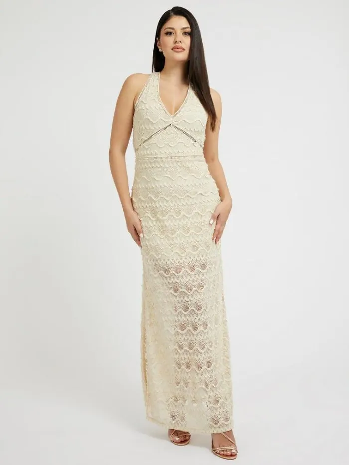 Women Back Neckline Dress Cream Guess Dresses And Jumpsuits