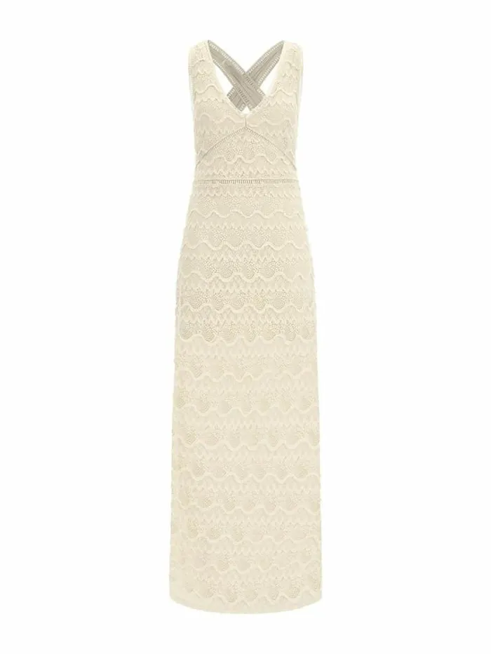 Women Back Neckline Dress Cream Guess Dresses And Jumpsuits