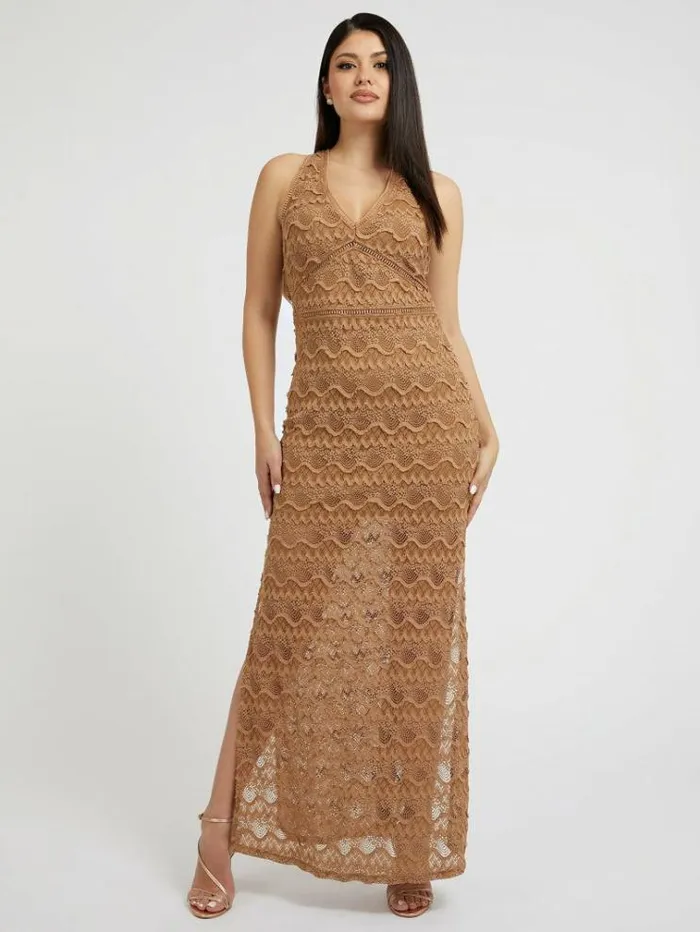 Women Back Neckline Dress Light Brown Guess Dresses And Jumpsuits