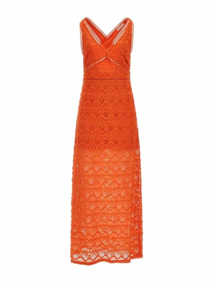 Women Back Neckline Dress Orange Guess Dresses And Jumpsuits