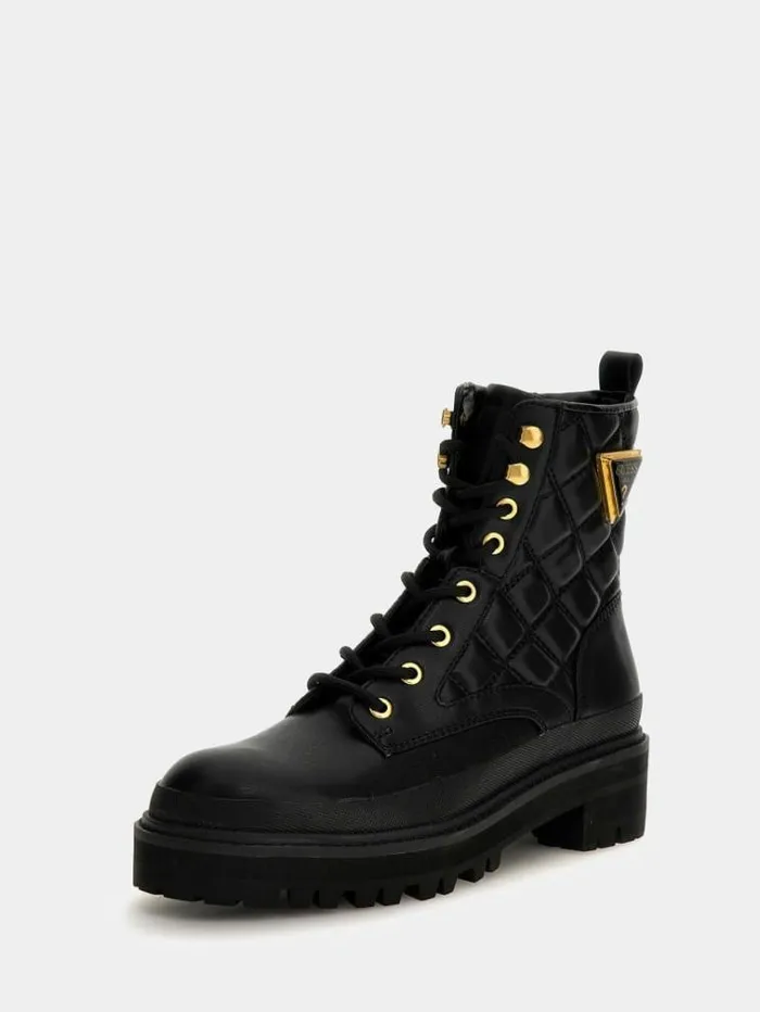 Women Badae Quilted Combat Boots Black Guess Boots And Booties